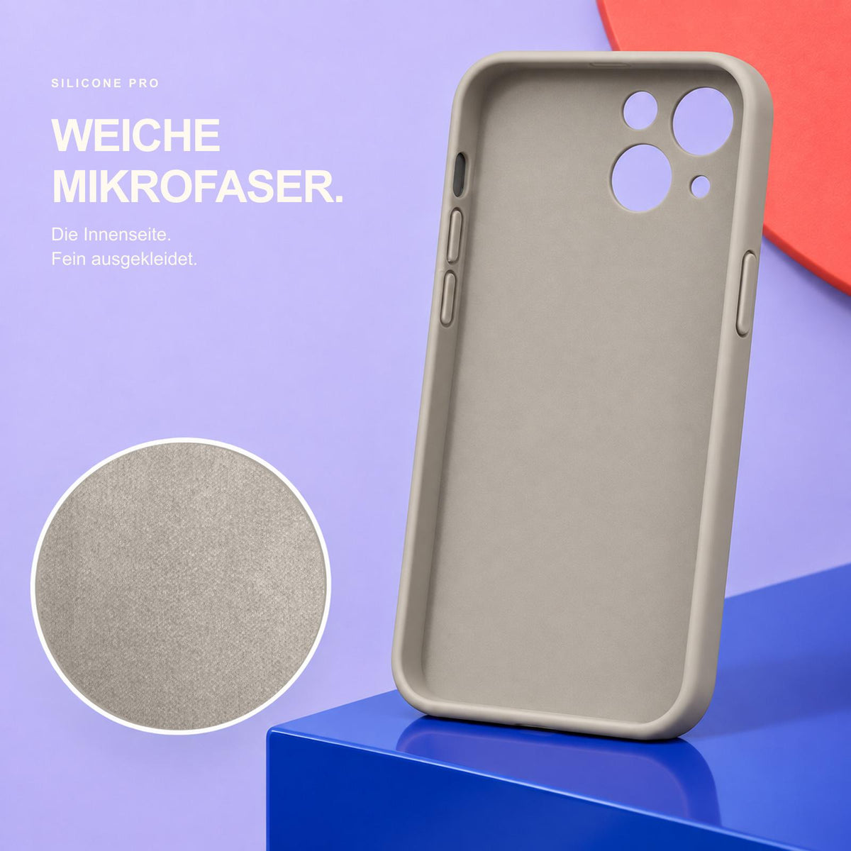 iPhone 15 - Silikon Hülle Soft-Touch Steingrau