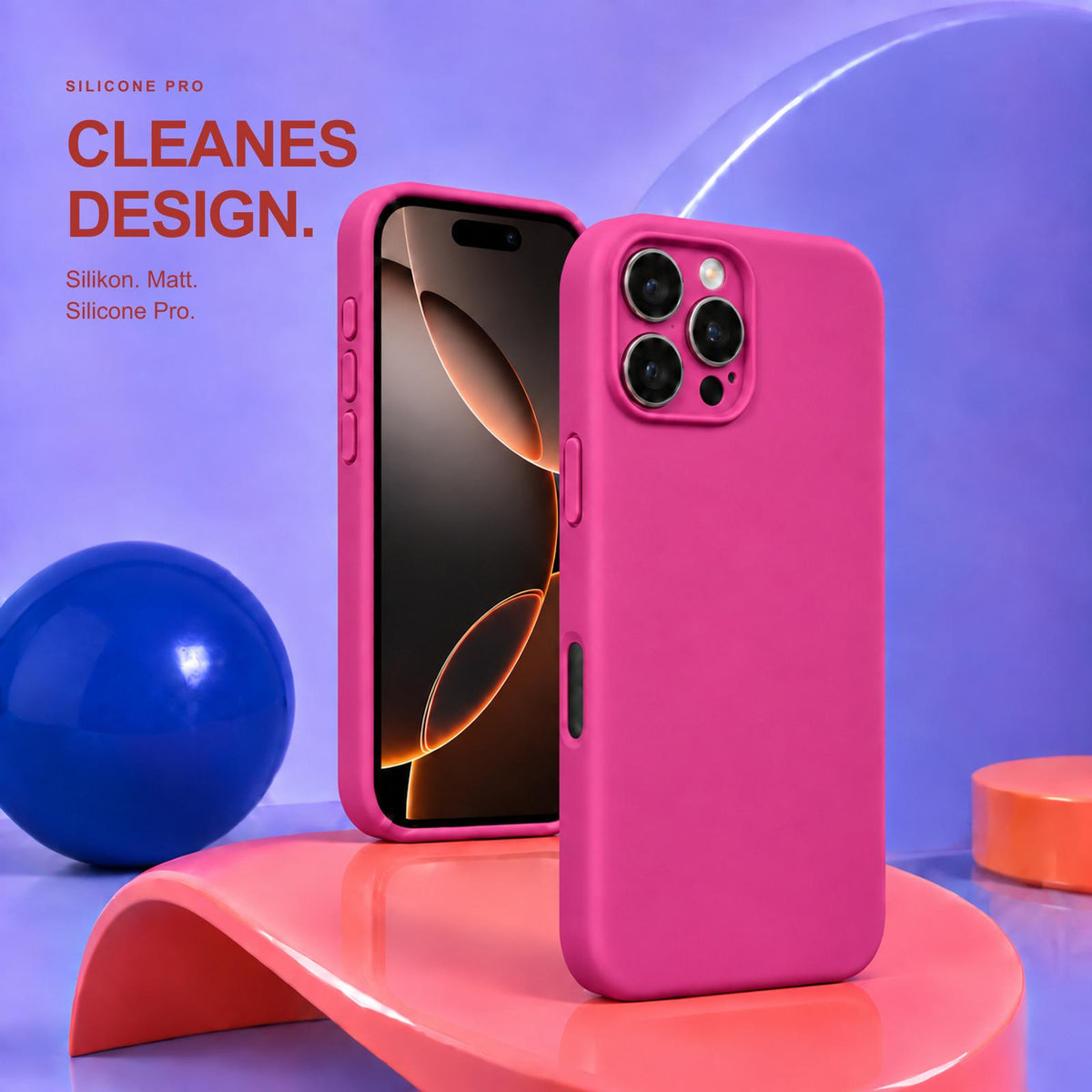 iPhone 16 Pro Max - Silikon Hülle Soft-Touch Magenta