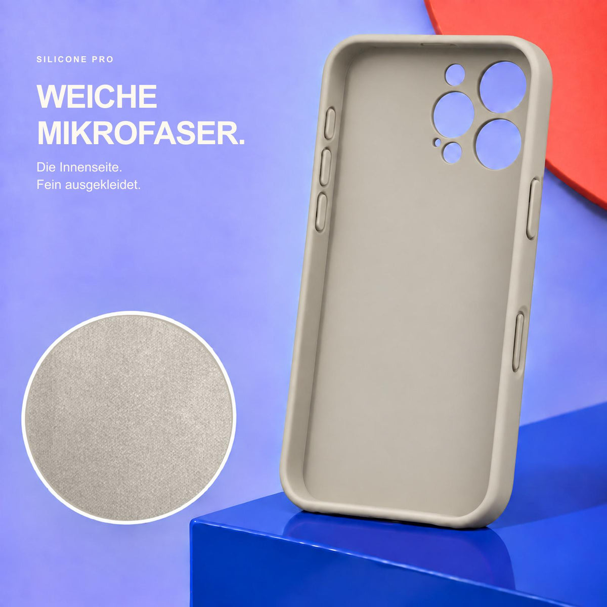 iPhone 16 Pro Max - Silikon Hülle Soft-Touch Steingrau