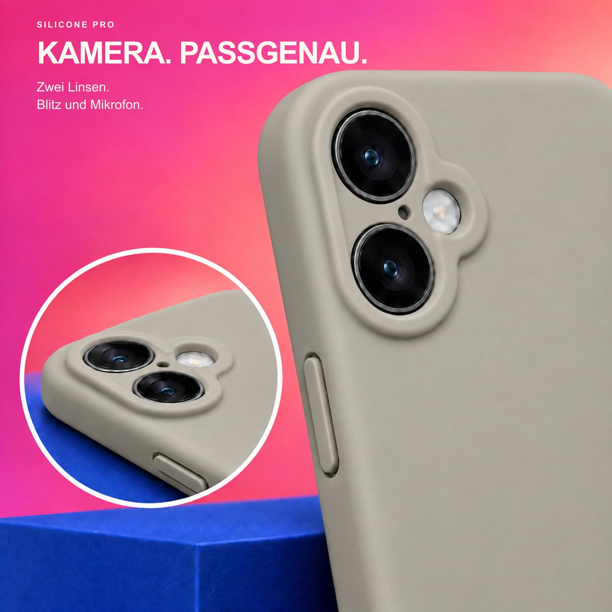 iPhone 16 - Silikon Hülle Soft-Touch Steingrau