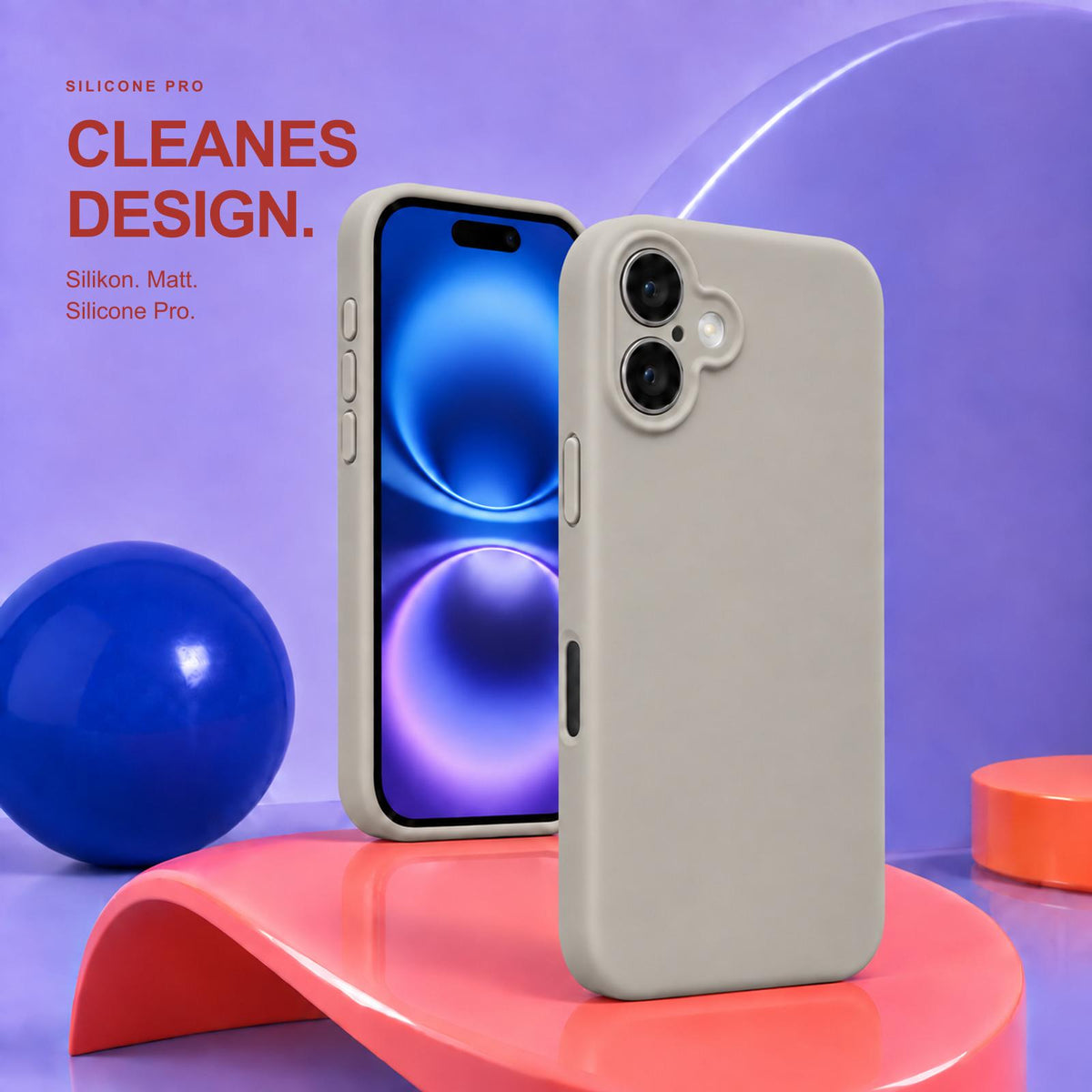 iPhone 16 - Silikon Hülle Soft-Touch Steingrau
