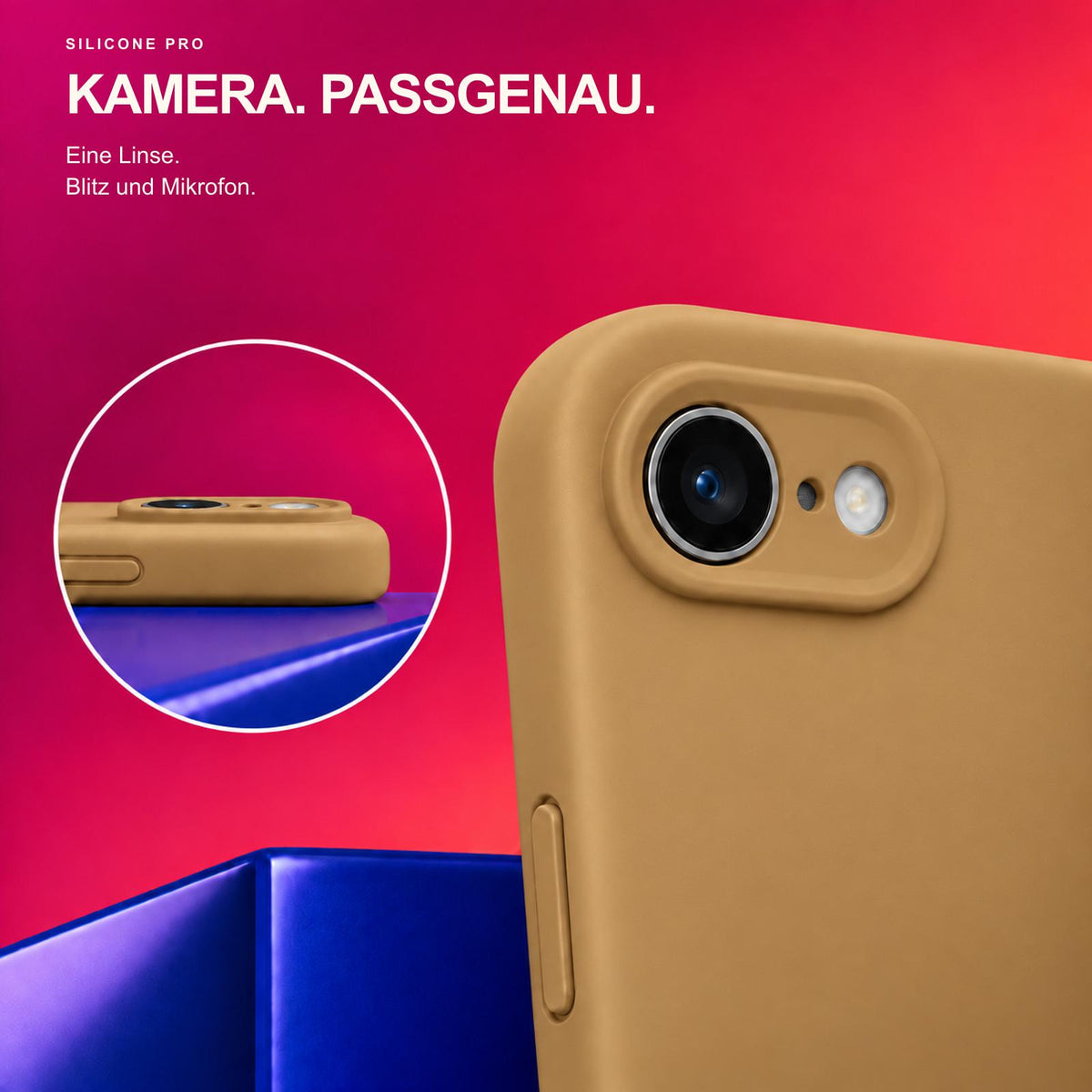 iPhone 16e / 17e - Silikon Hülle Soft-Touch Khaki / Sand