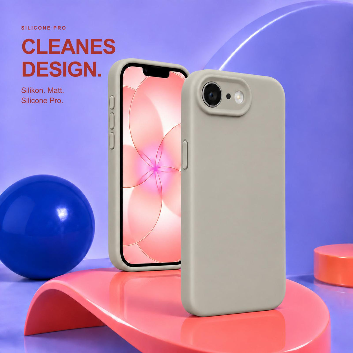 iPhone 16e / 17e - Silikon Hülle Soft-Touch Steingrau