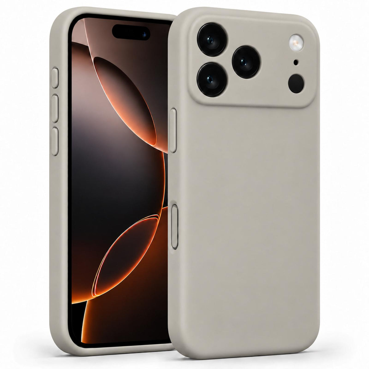 iPhone 17 Pro - Silikon Hülle Soft-Touch Steingrau