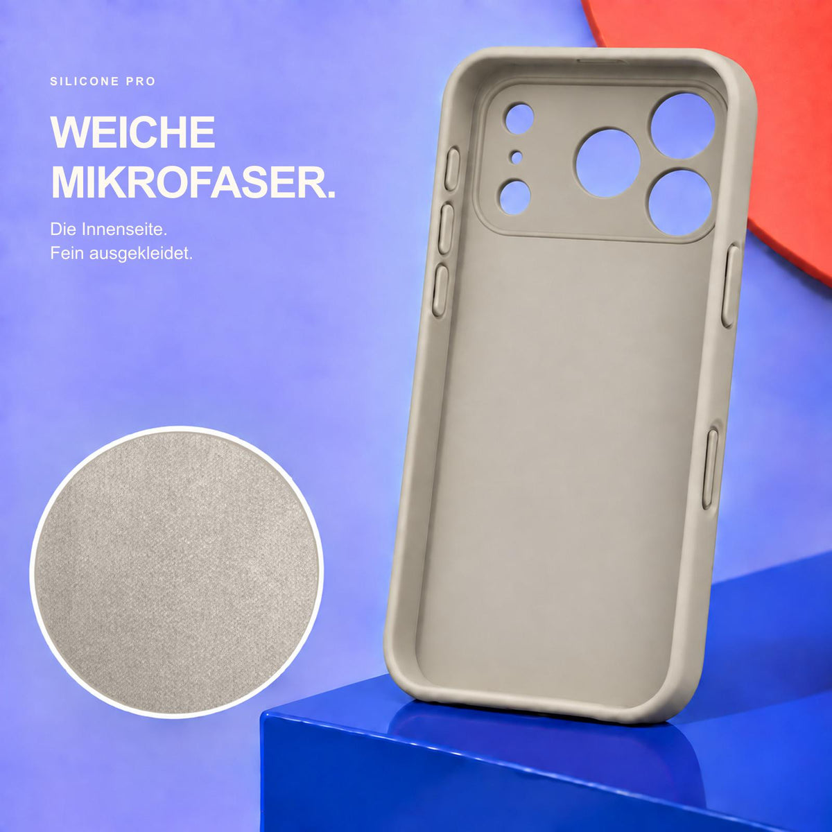 iPhone 17 Pro - Silikon Hülle Soft-Touch Steingrau