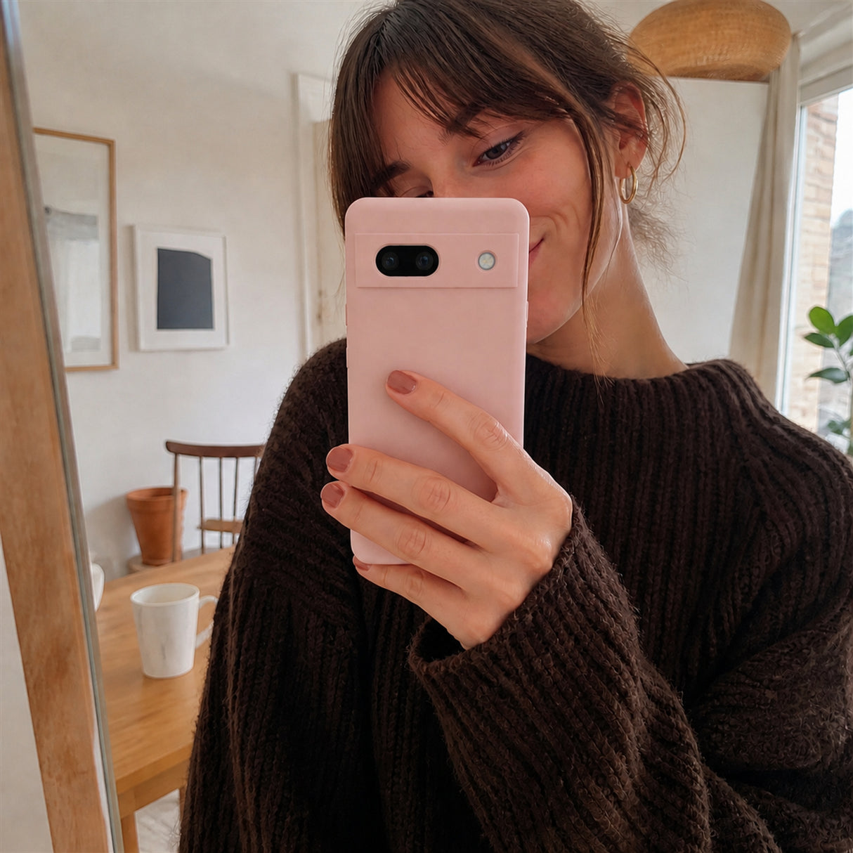 Google Pixel 7A Silicone Pro Silikon Hülle Altrosa – Detailansicht 6