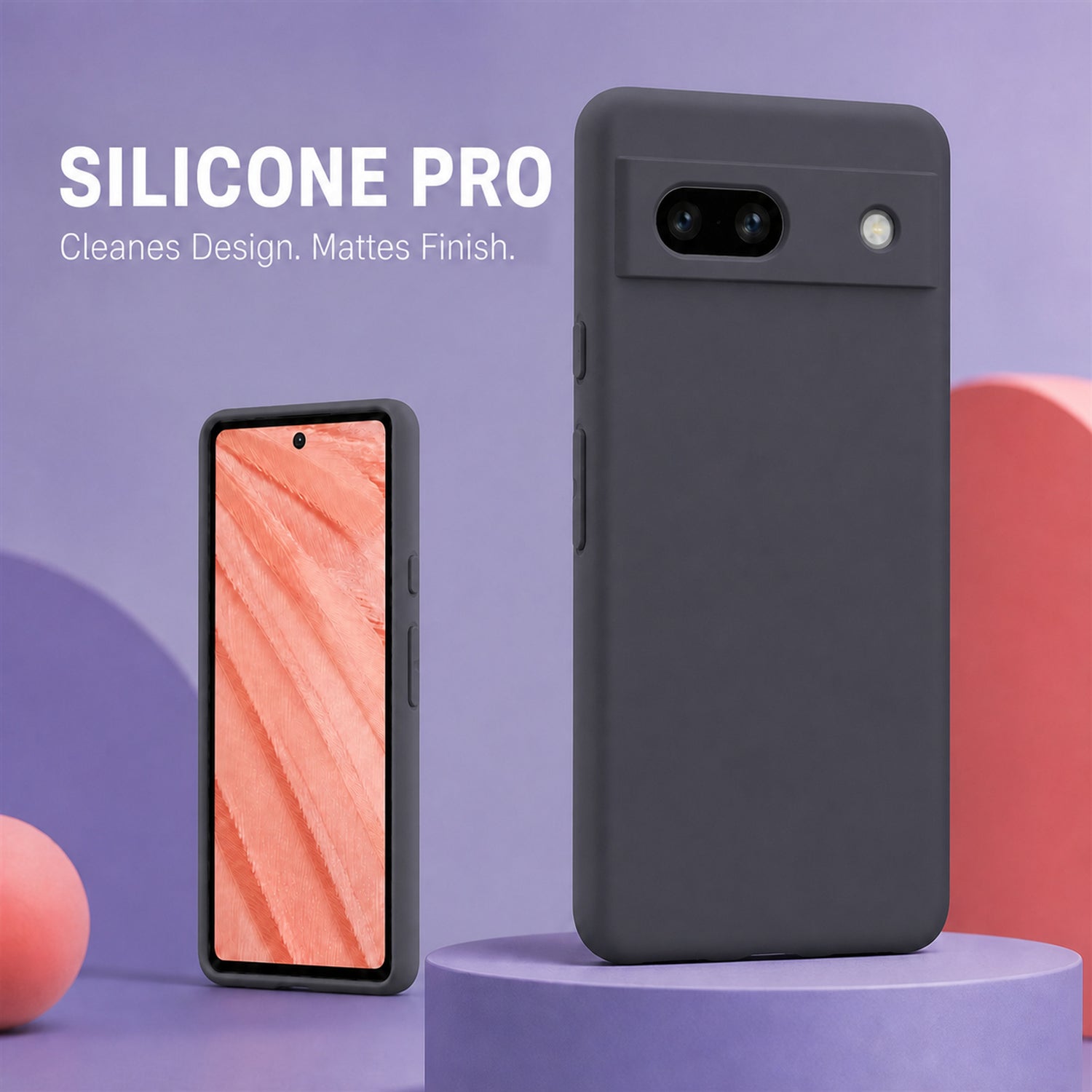 Google Pixel 7A Silicone Pro Silikon Hülle Anthrazit – Detailansicht 5