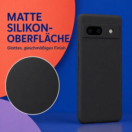 Google Pixel 7A Silicone Pro Silikon Hülle Schwarz – Detailansicht 1