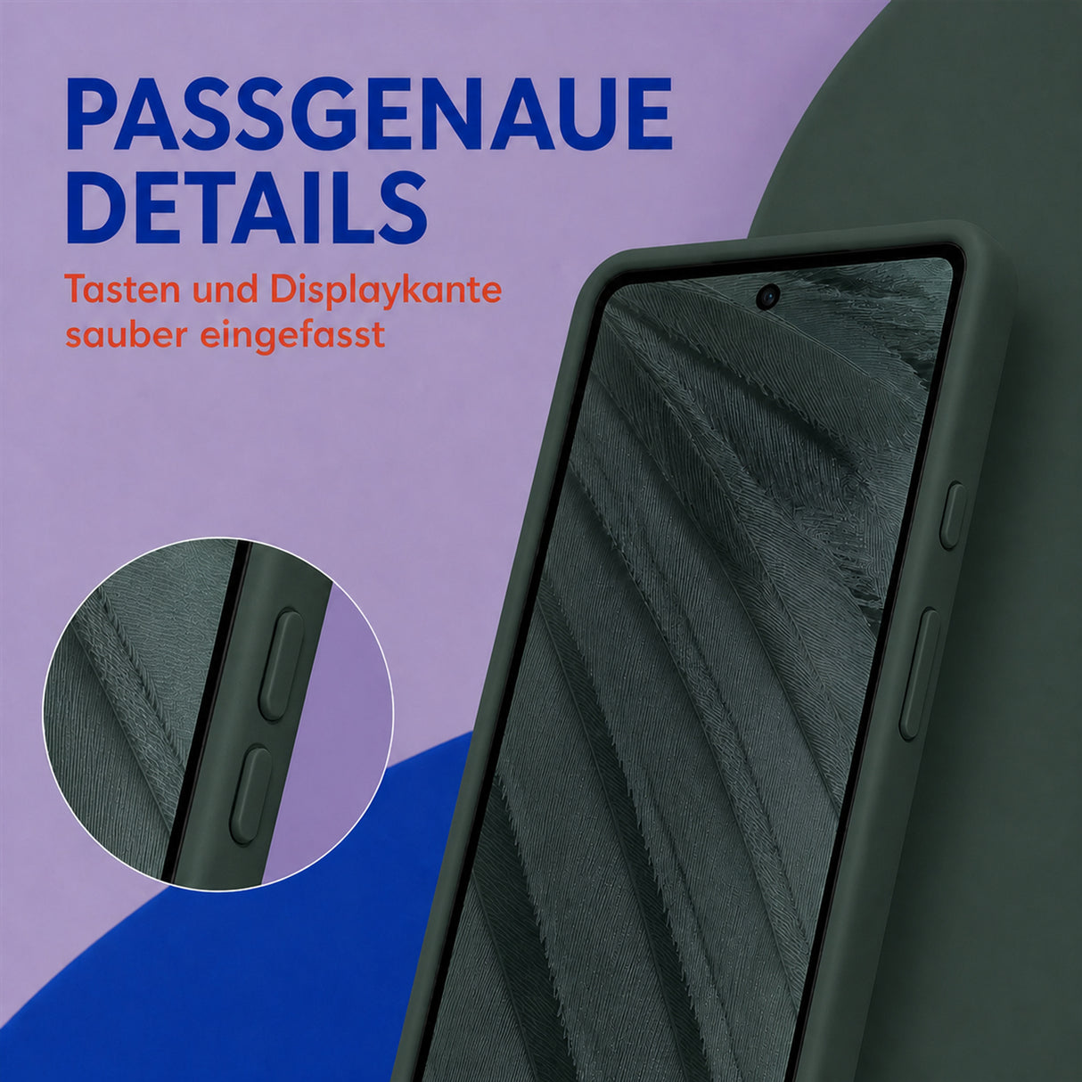 Google Pixel 7A Silicone Pro Silikon Hülle Tannengrün – Detailansicht 3