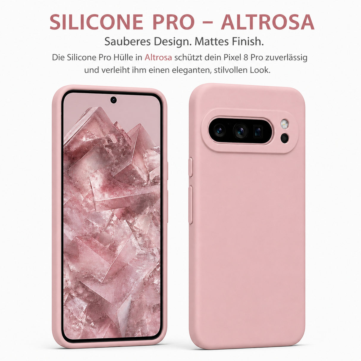 Google Pixel 8 Pro Silicone Pro Silikon Hülle Altrosa – Detailansicht 5