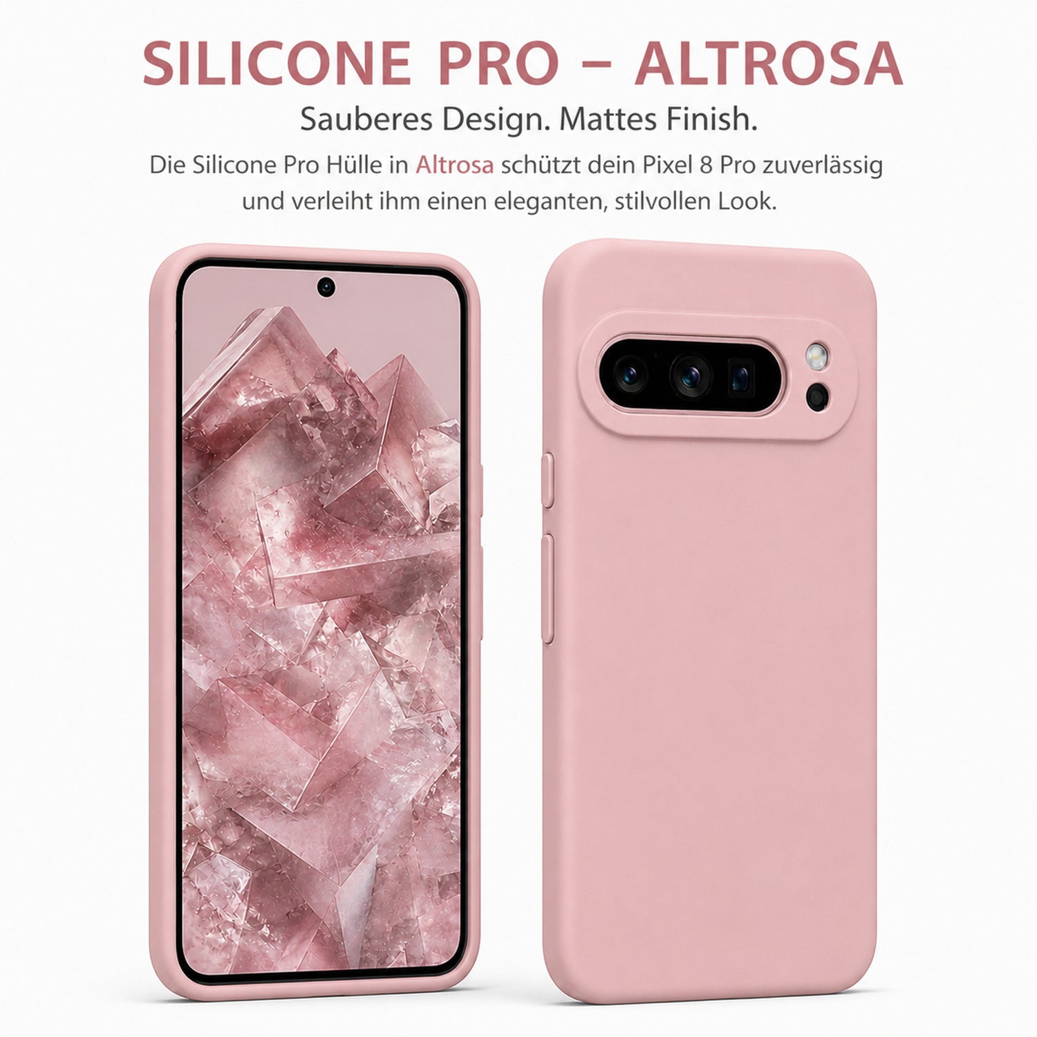 Google Pixel 8 Pro Silicone Pro Silikon Hülle Altrosa – Detailansicht 5