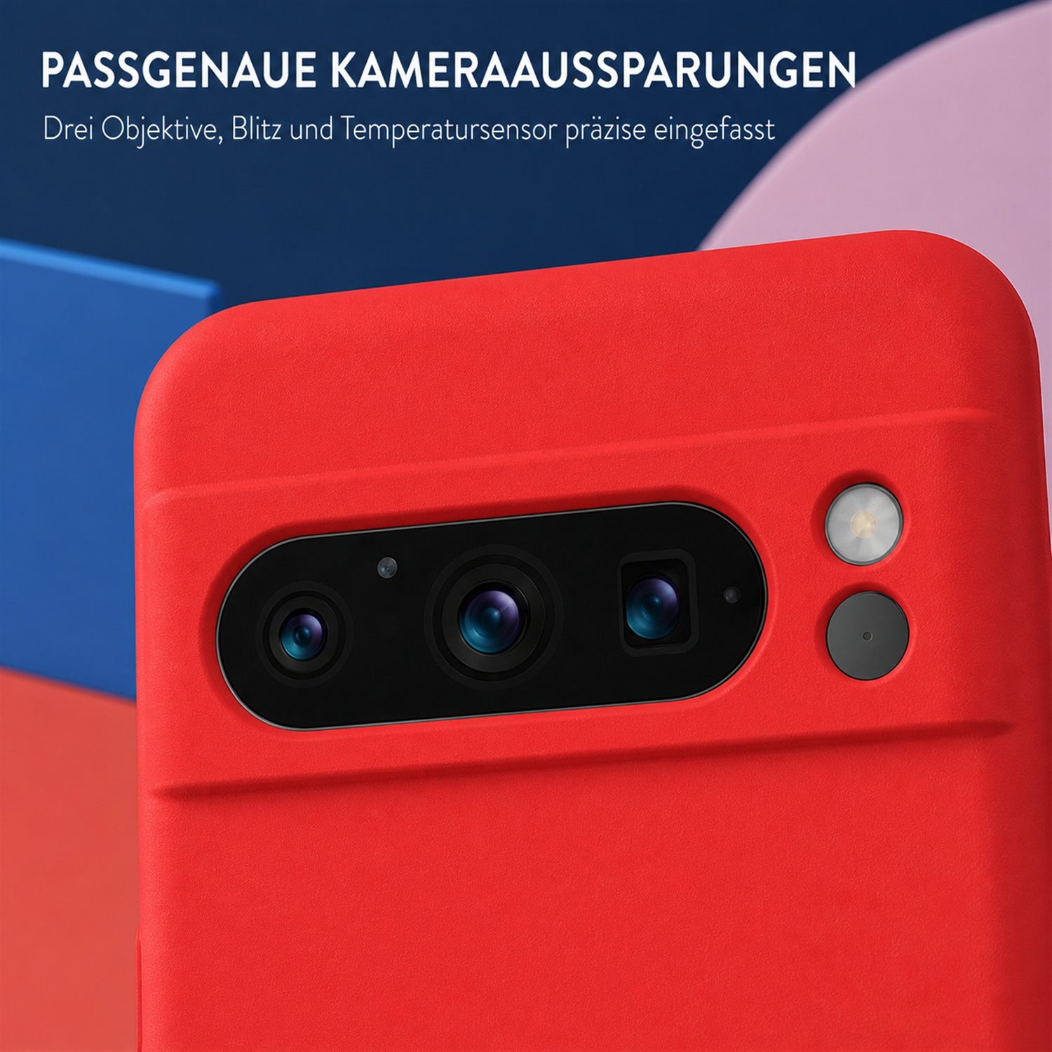 Google Pixel 8 Pro Silicone Pro Silikon Hülle Rot – Detailansicht 2