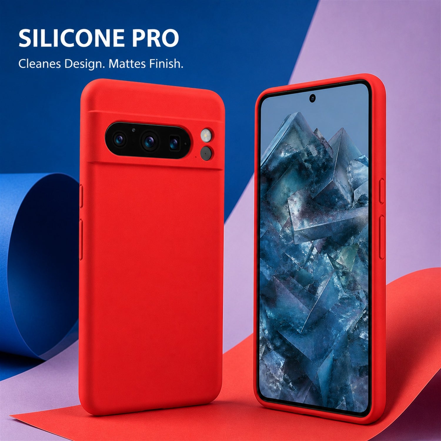 Google Pixel 8 Pro Silicone Pro Silikon Hülle Rot – Detailansicht 5