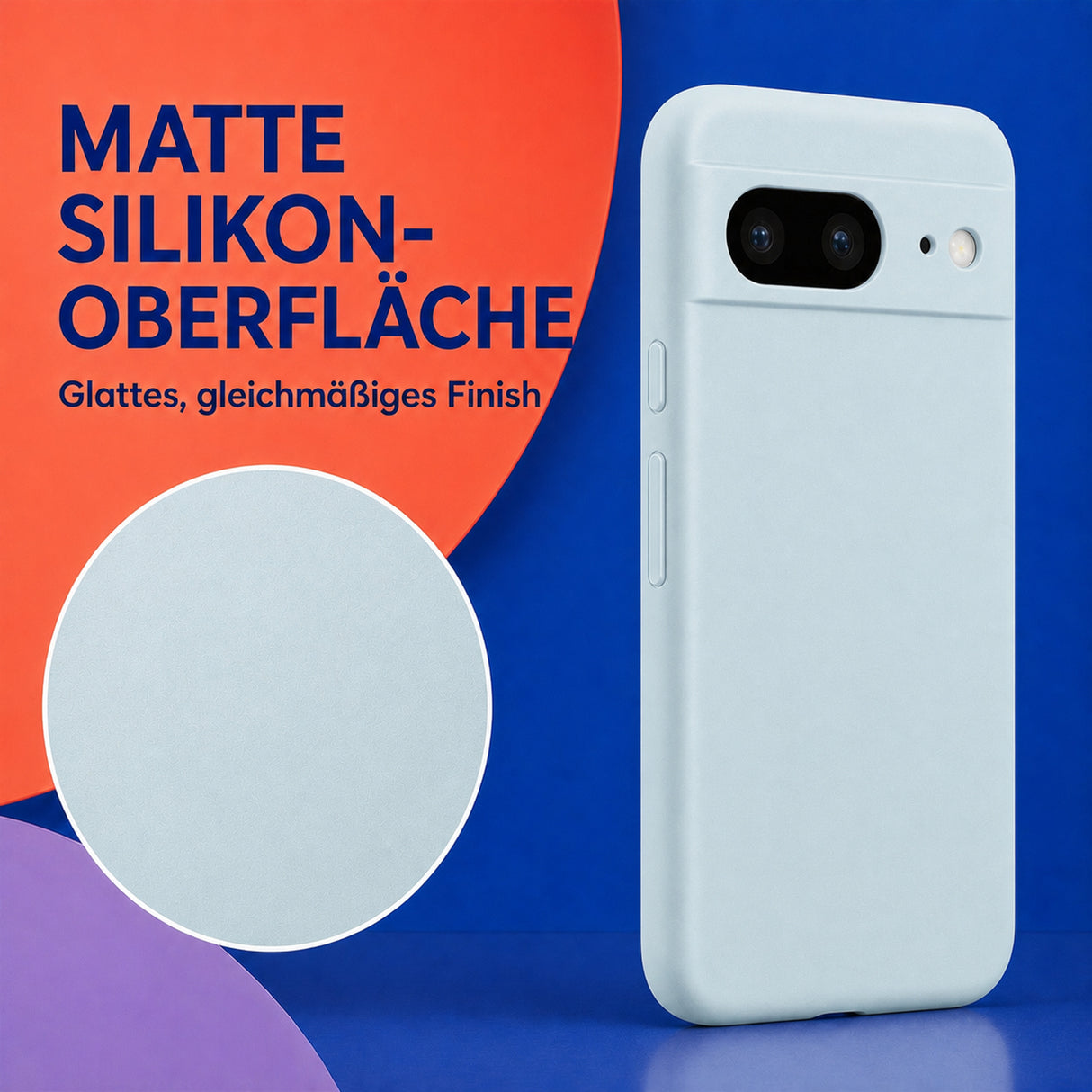 Google Pixel 8 Silicone Pro Silikon Hülle Wolkenblau – Detailansicht 1