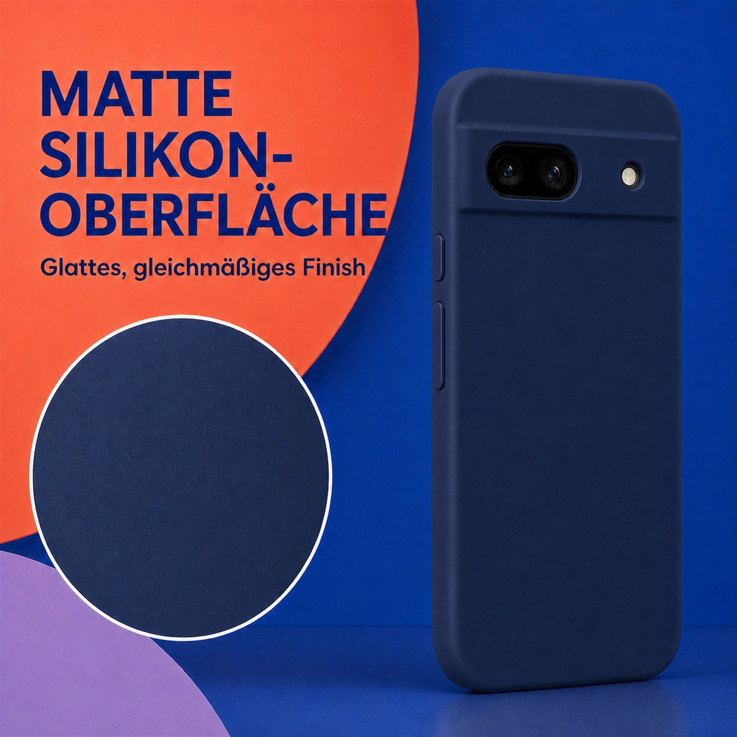 Google Pixel 8A Silicone Pro Silikon Hülle Marineblau – Detailansicht 1