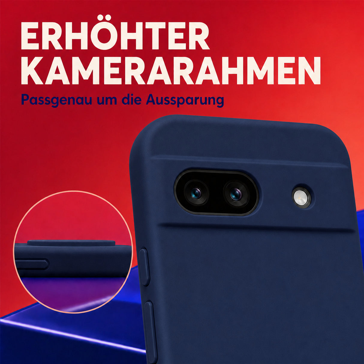 Google Pixel 8A Silicone Pro Silikon Hülle Marineblau – Detailansicht 2