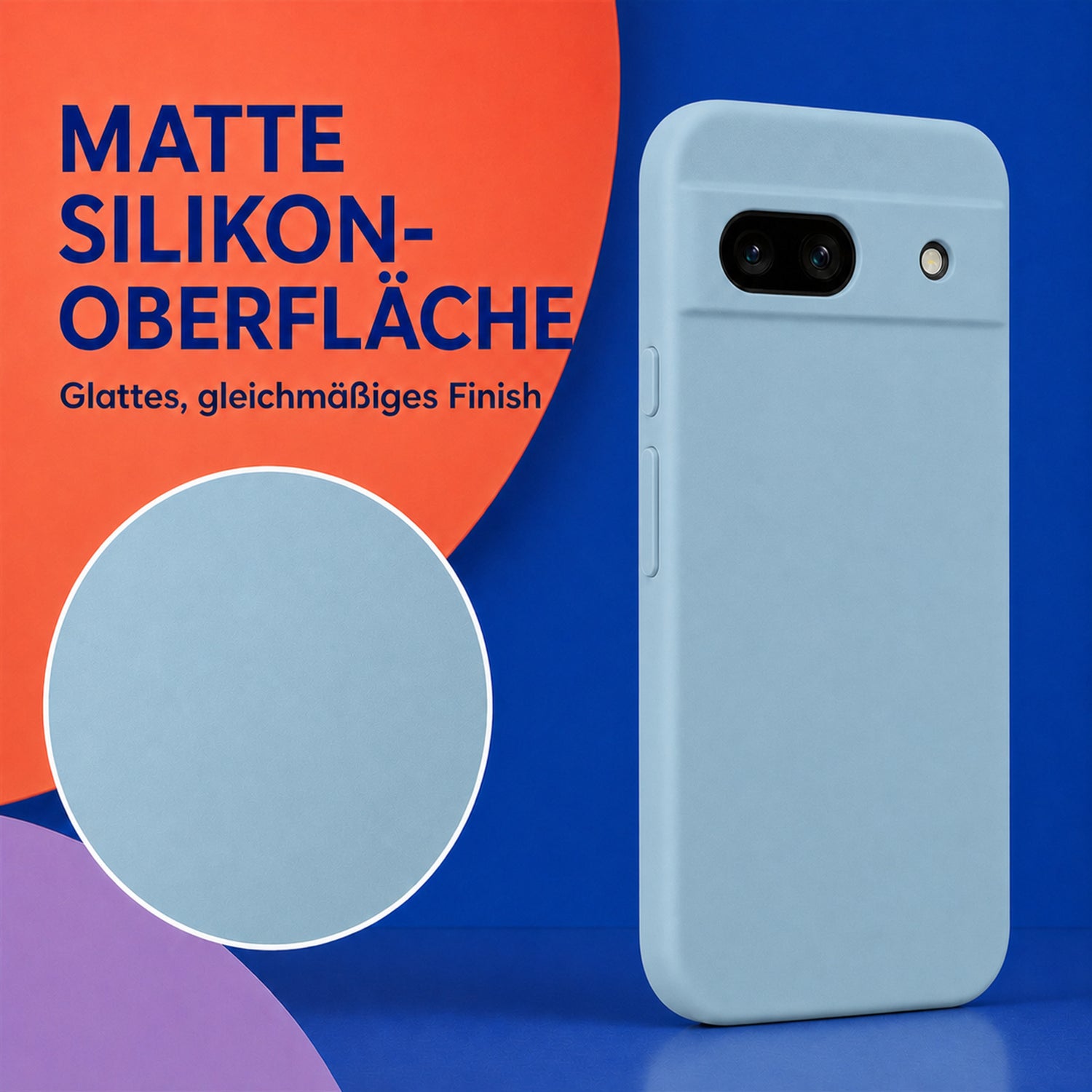 Google Pixel 8A Silicone Pro Silikon Hülle Wolkenblau – Detailansicht 1