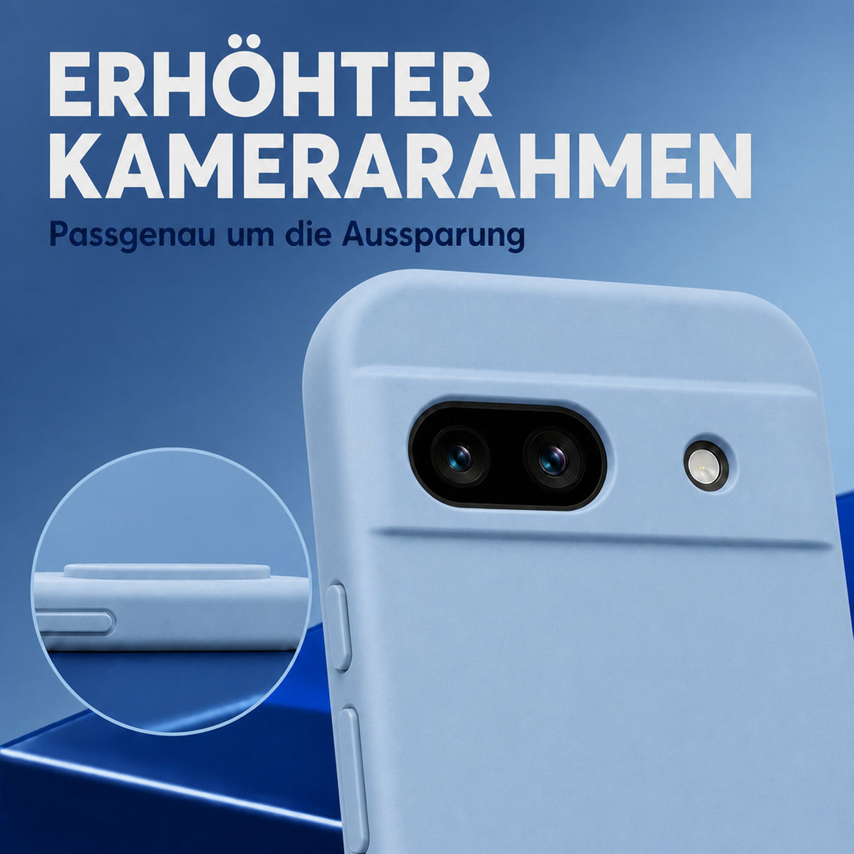 Google Pixel 8A Silicone Pro Silikon Hülle Wolkenblau – Detailansicht 2