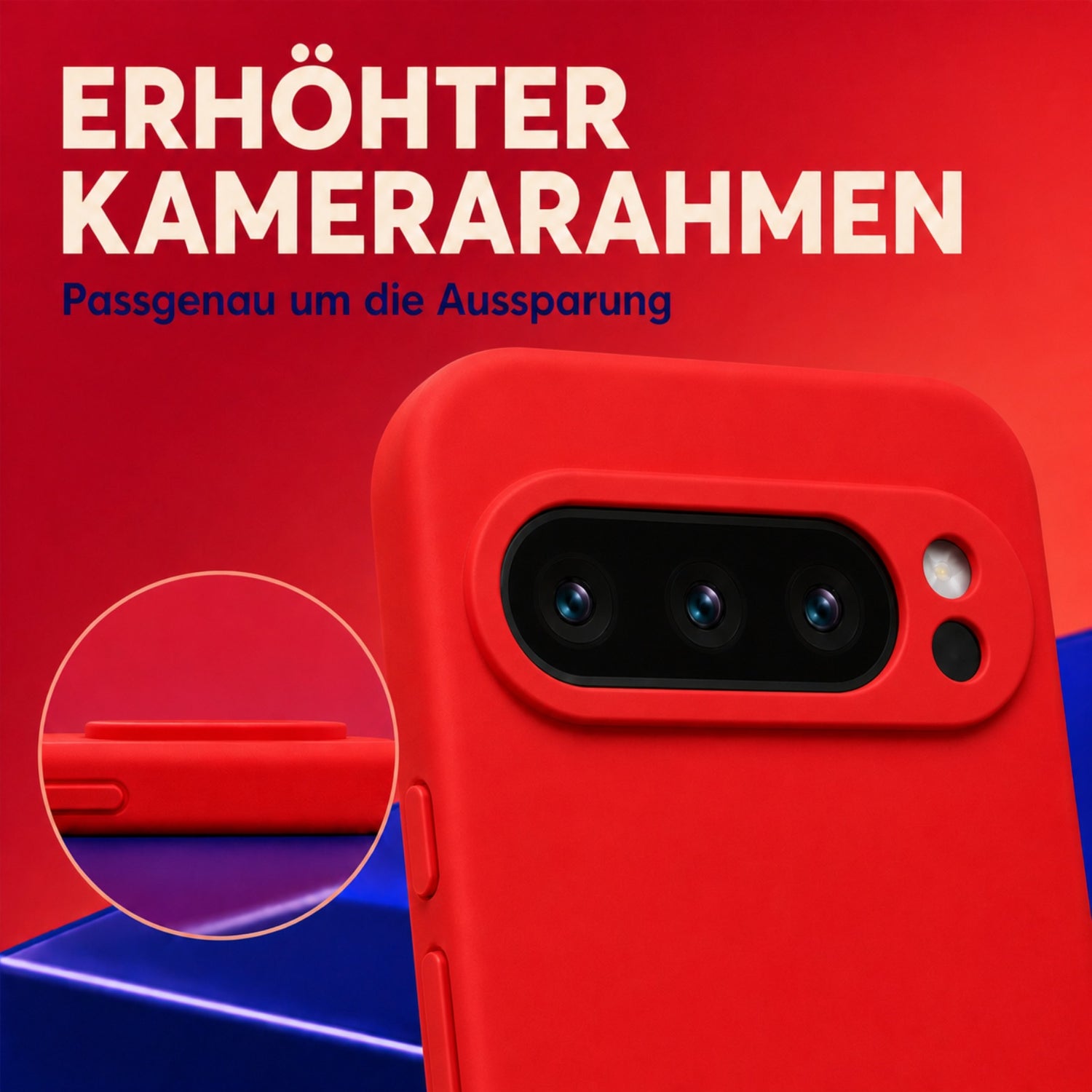 Google Pixel 9 Pro Silicone Pro Silikon Hülle Rot – Detailansicht 2