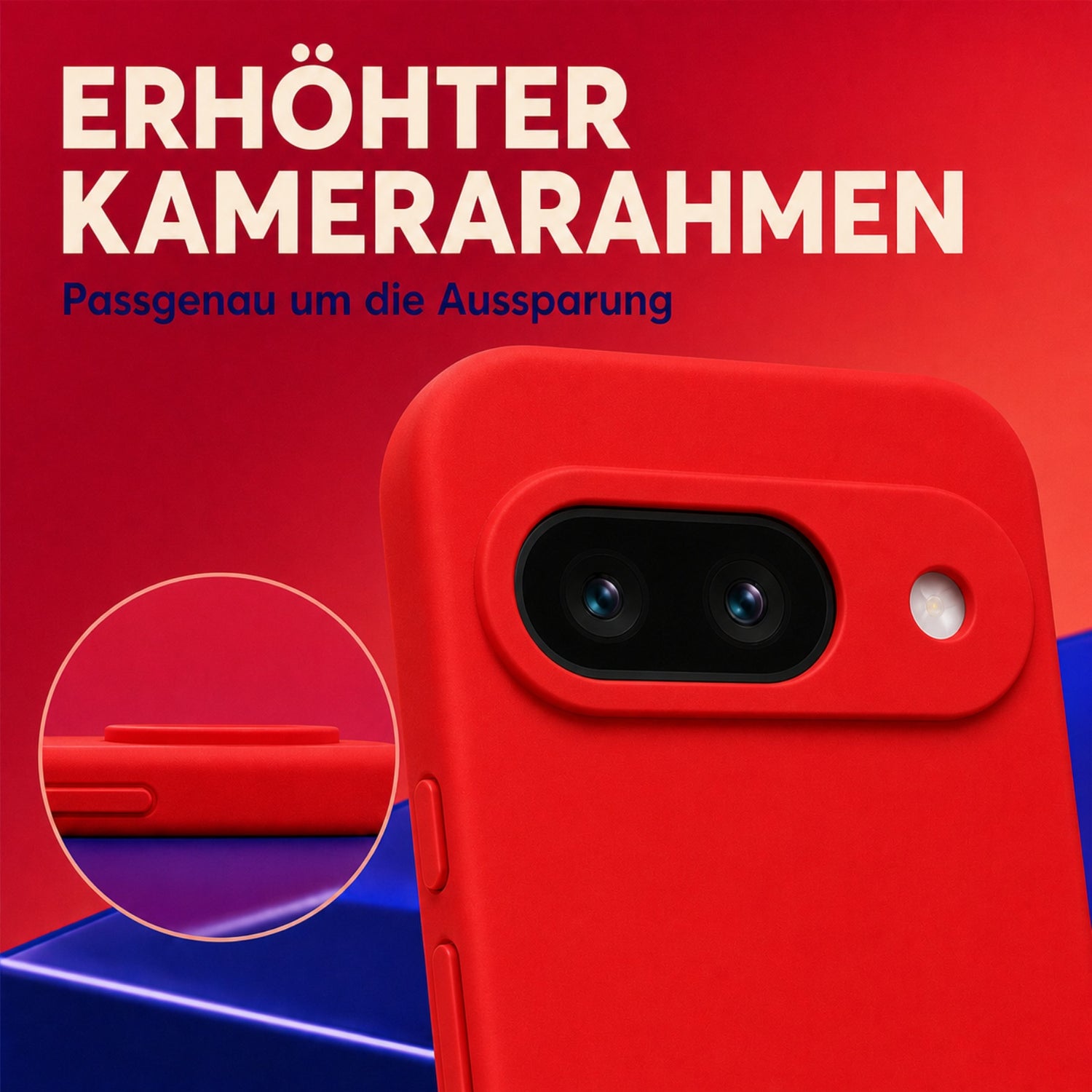 Google Pixel 9 Silicone Pro Silikon Hülle Rot – Detailansicht 2