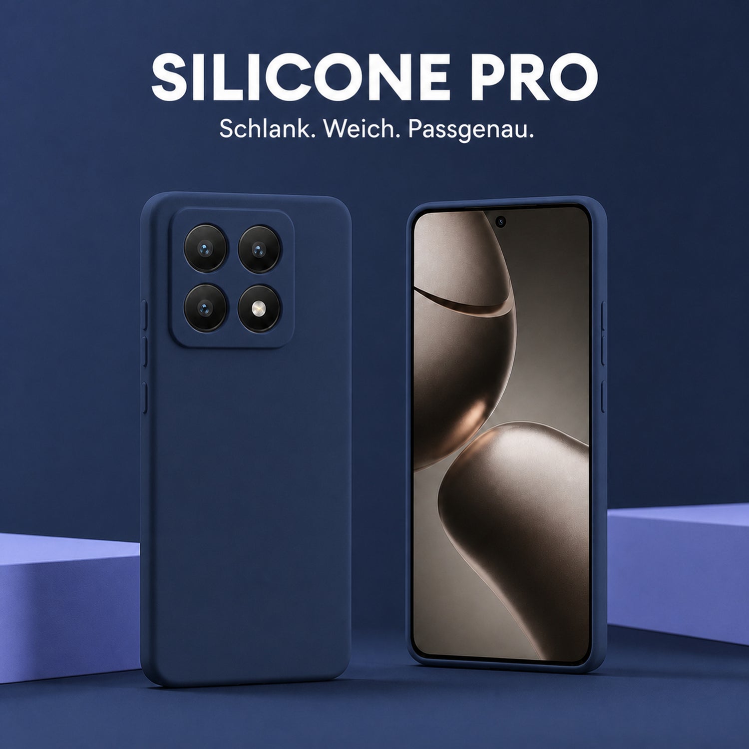 Xiaomi 14T Silicone Pro Silikon Hülle Marineblau – Detailansicht 5