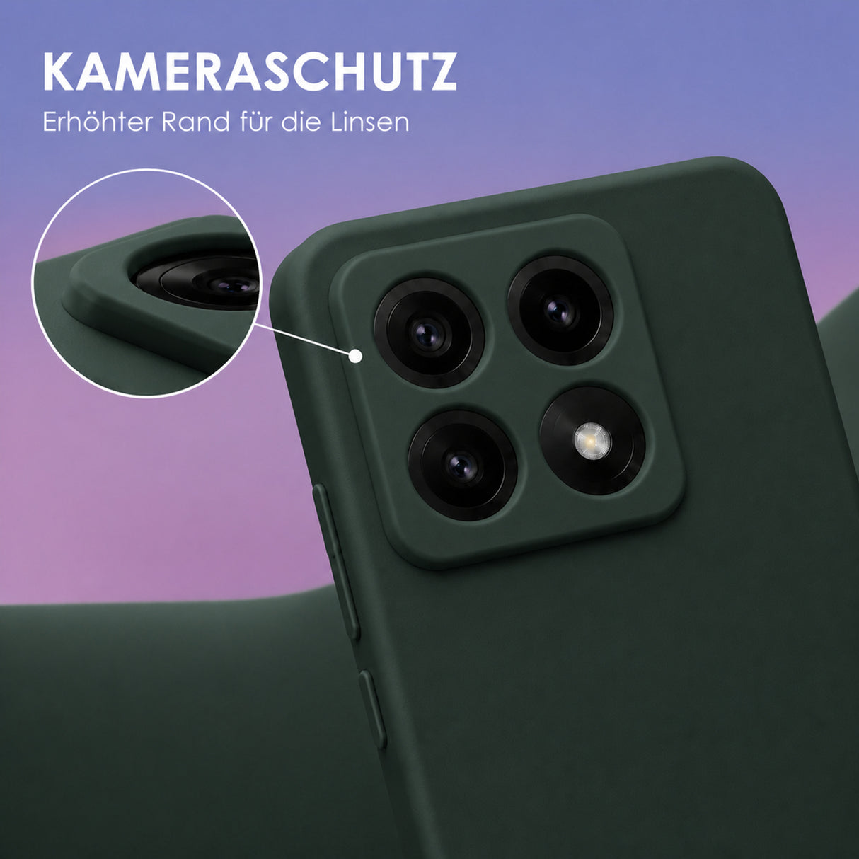 Xiaomi 14T Pro Silicone Pro Silikon Hülle Tannengrün – Detailansicht 2