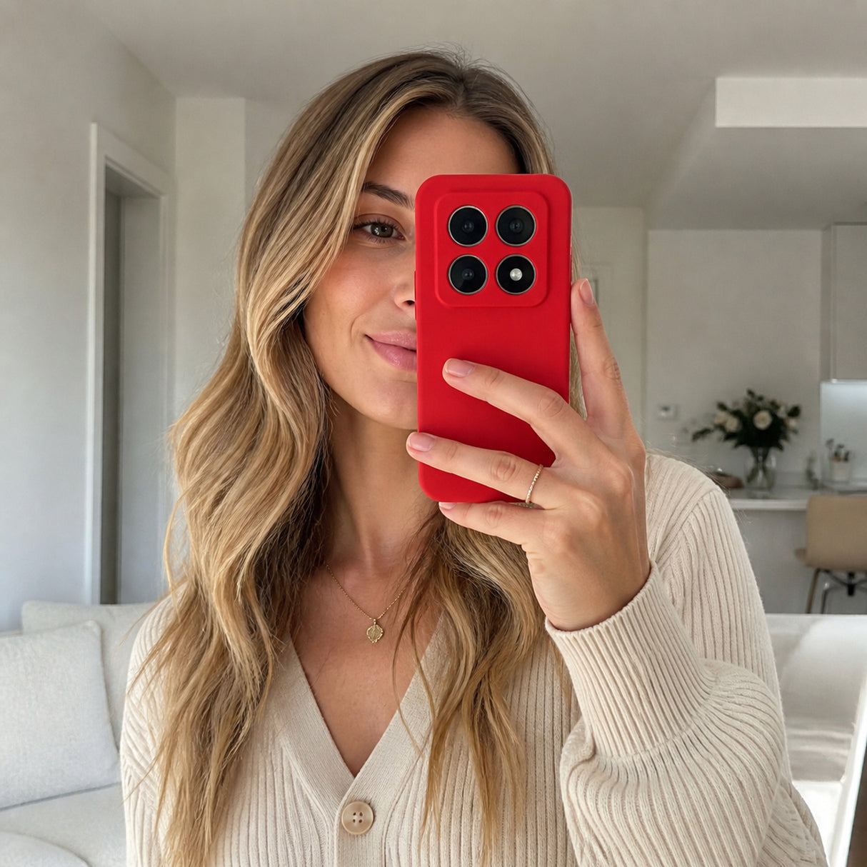 Xiaomi 14T Silicone Pro Silikon Hülle Rot – Detailansicht 6