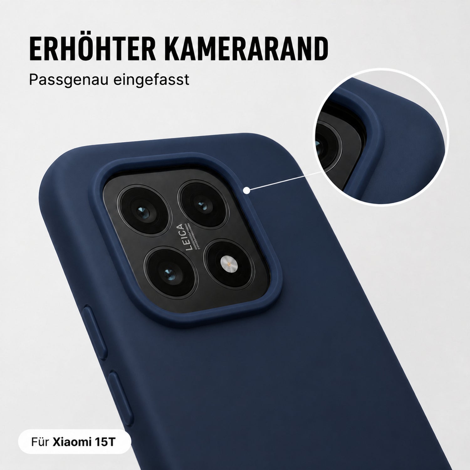 Xiaomi 15T Silicone Pro Silikon Hülle Marineblau – Detailansicht 2