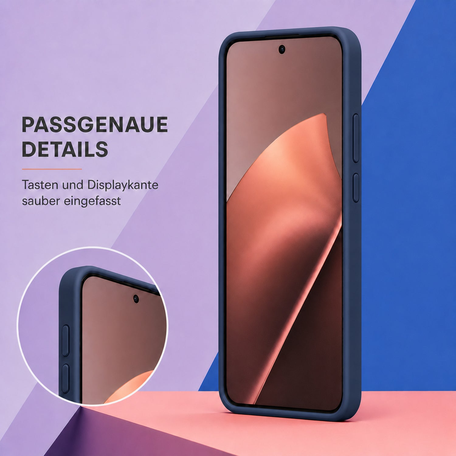 Xiaomi 15T Pro Silicone Pro Silikon Hülle Marineblau – Detailansicht 3