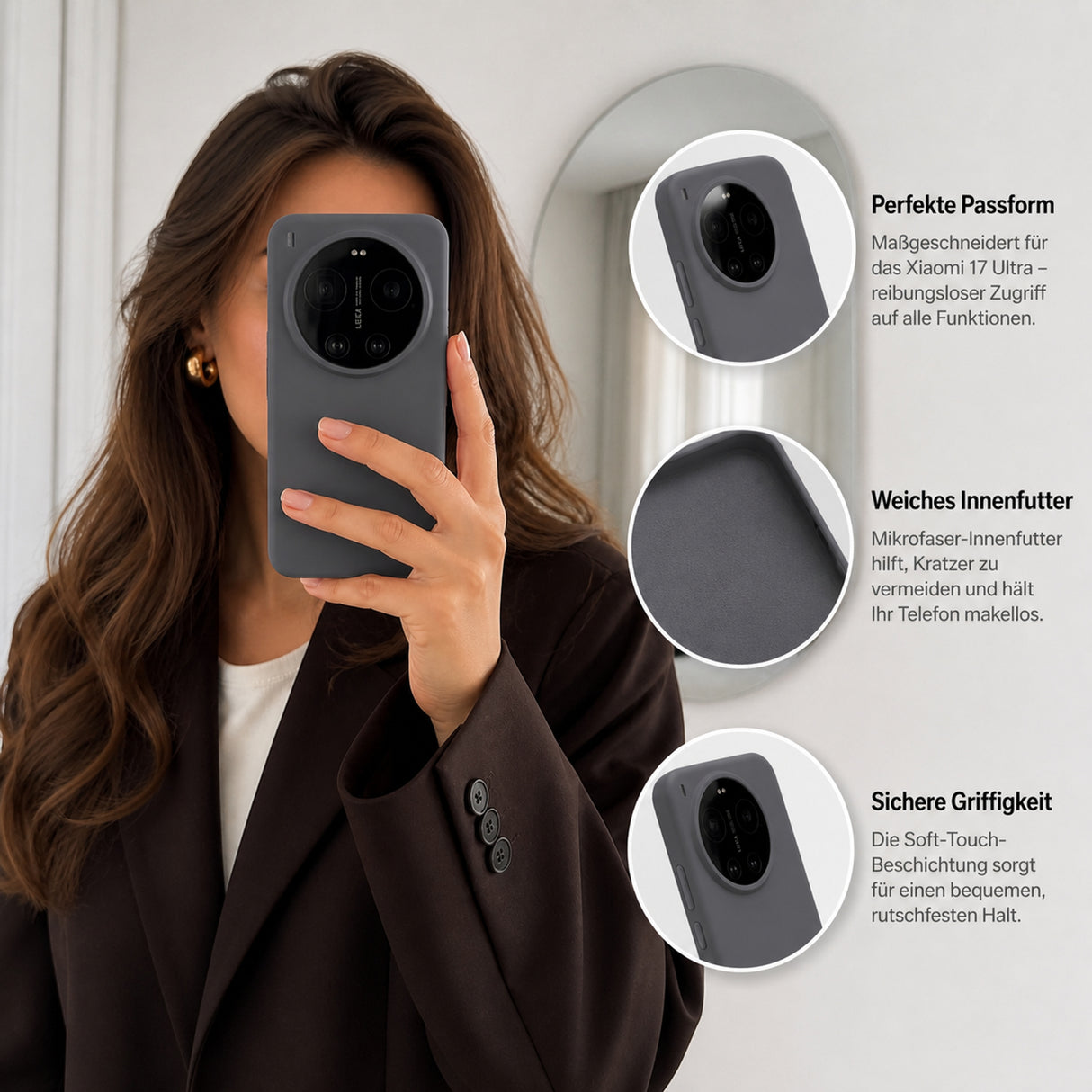 Xiaomi 17 Ultra Silicone Pro Silikon Hülle Anthrazit – Detailansicht 6