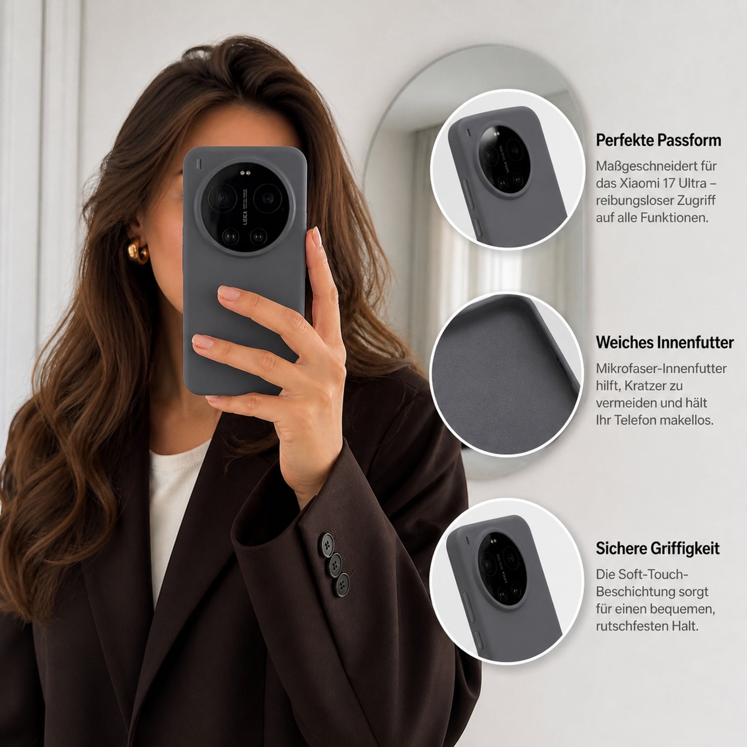 Xiaomi 17 Ultra Silicone Pro Silikon Hülle Anthrazit – Detailansicht 6