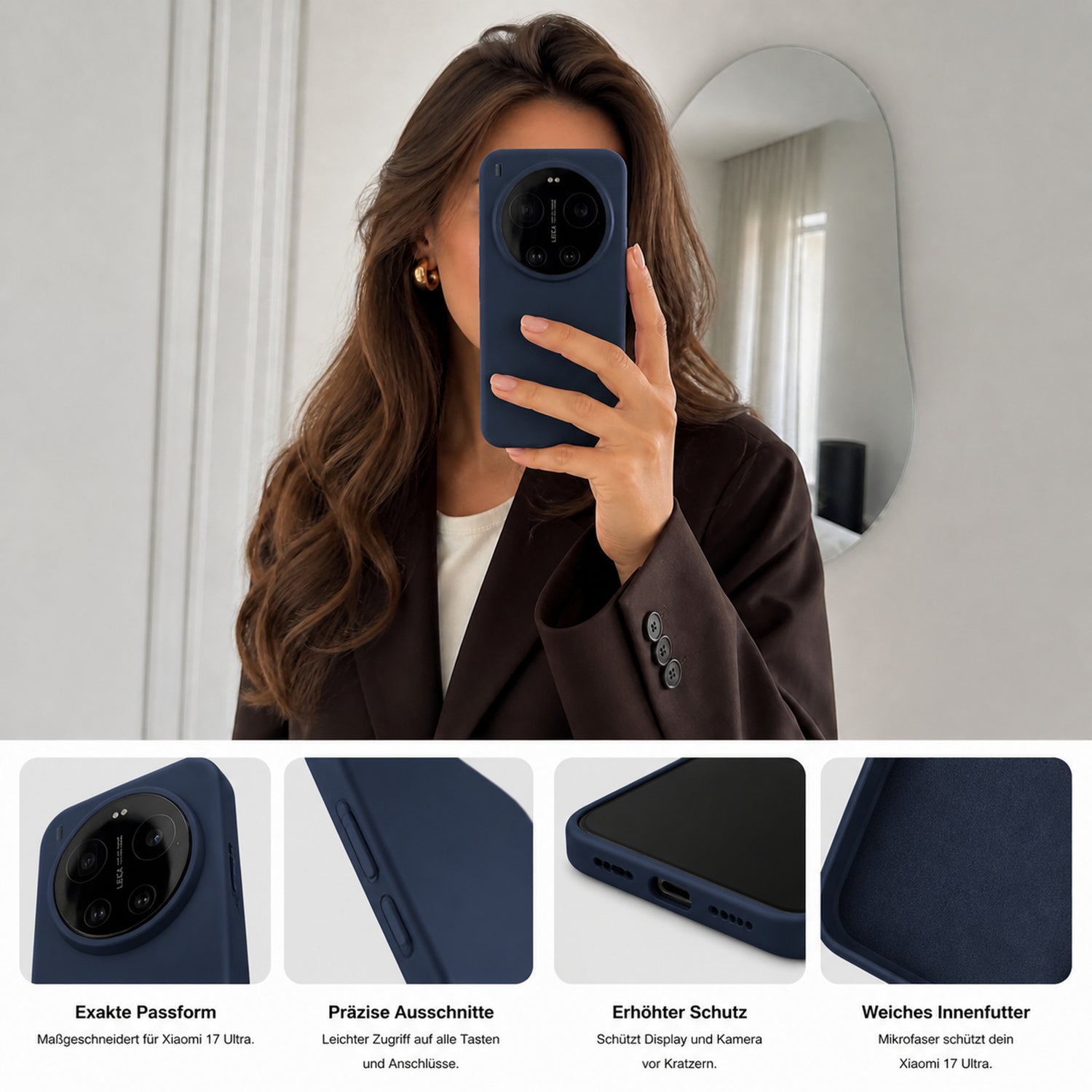 Xiaomi 17 Ultra Silicone Pro Silikon Hülle Marineblau – Detailansicht 6