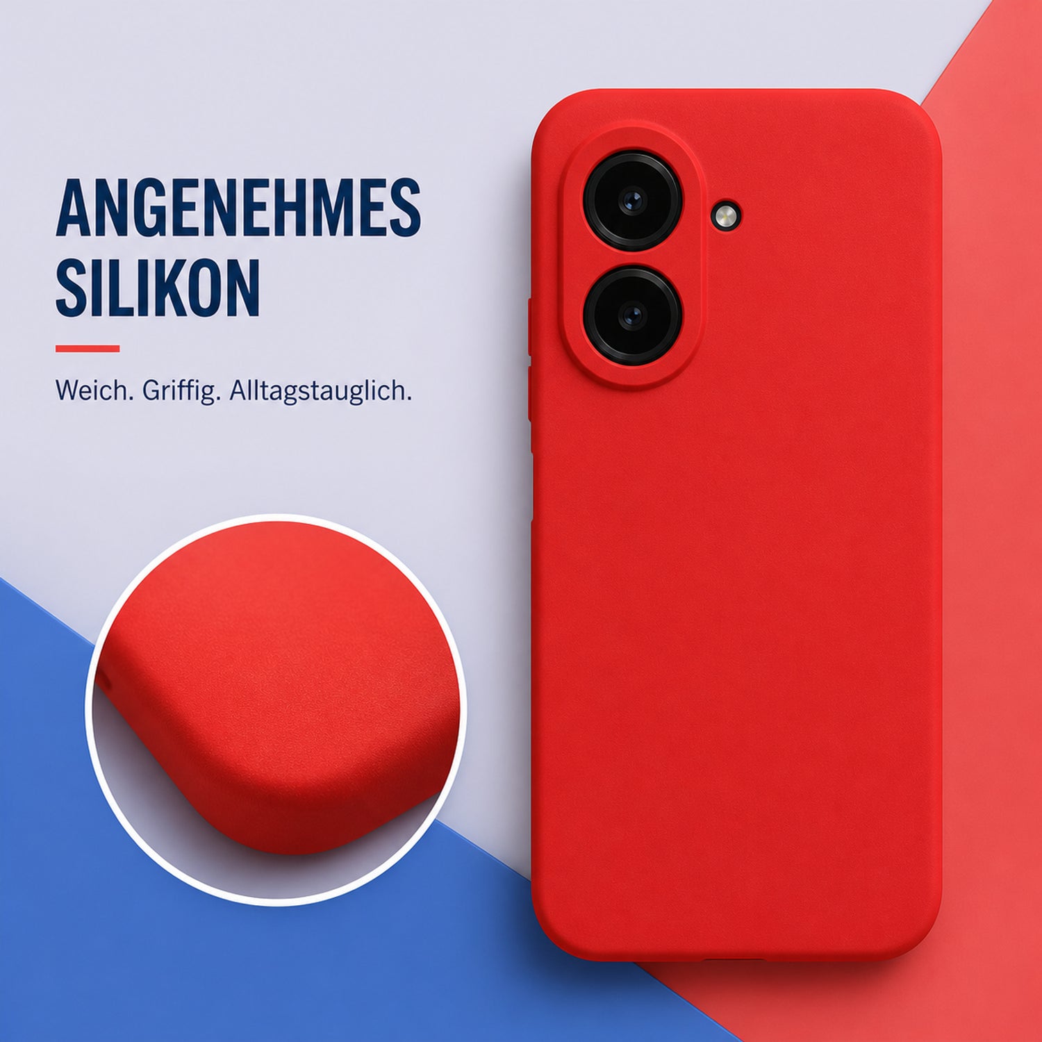 Xiaomi Redmi A5 Silicone Pro Silikon Hülle Rot – Detailansicht 1