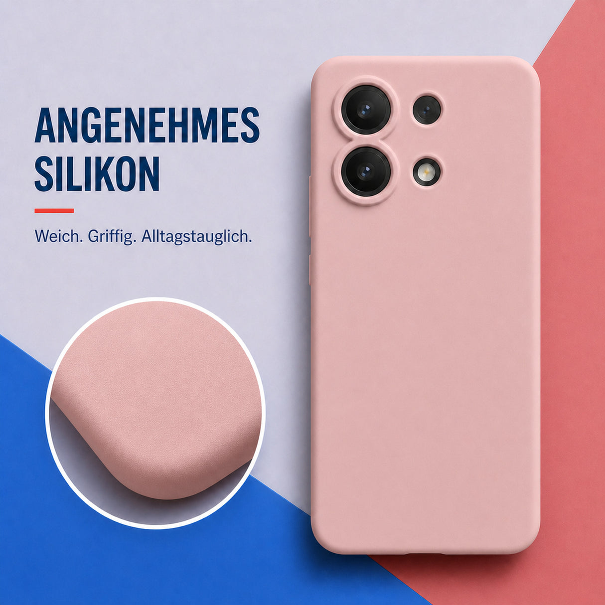 Xiaomi Redmi Note 13 4G Silicone Pro Silikon Hülle Altrosa – Detailansicht 1