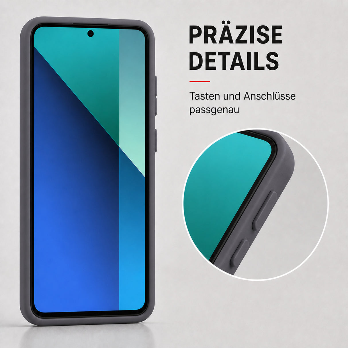 Xiaomi Redmi Note 13 4G Silicone Pro Silikon Hülle Anthrazit – Detailansicht 3