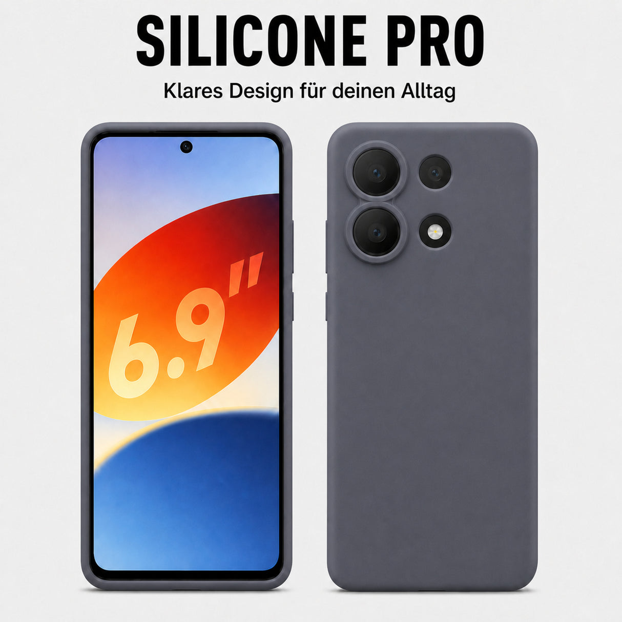 Xiaomi Redmi Note 13 4G Silicone Pro Silikon Hülle Anthrazit – Detailansicht 5