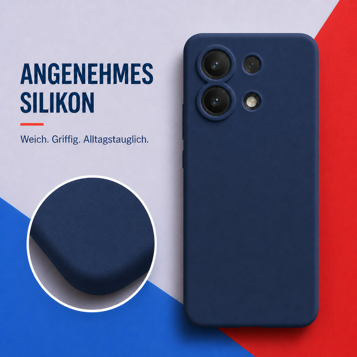 Xiaomi Redmi Note 13 4G Silicone Pro Silikon Hülle Marineblau – Detailansicht 1