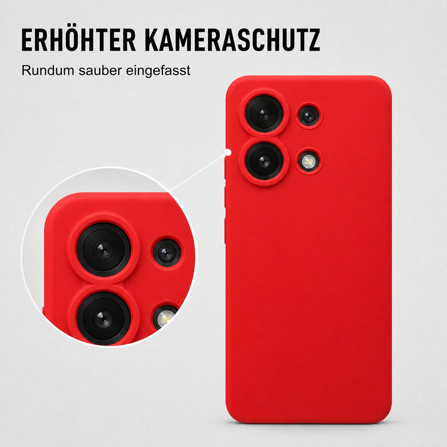 Xiaomi Redmi Note 13 4G Silicone Pro Silikon Hülle Rot – Detailansicht 2