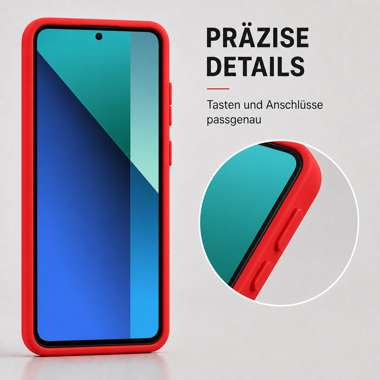 Xiaomi Redmi Note 13 4G Silicone Pro Silikon Hülle Rot – Detailansicht 3