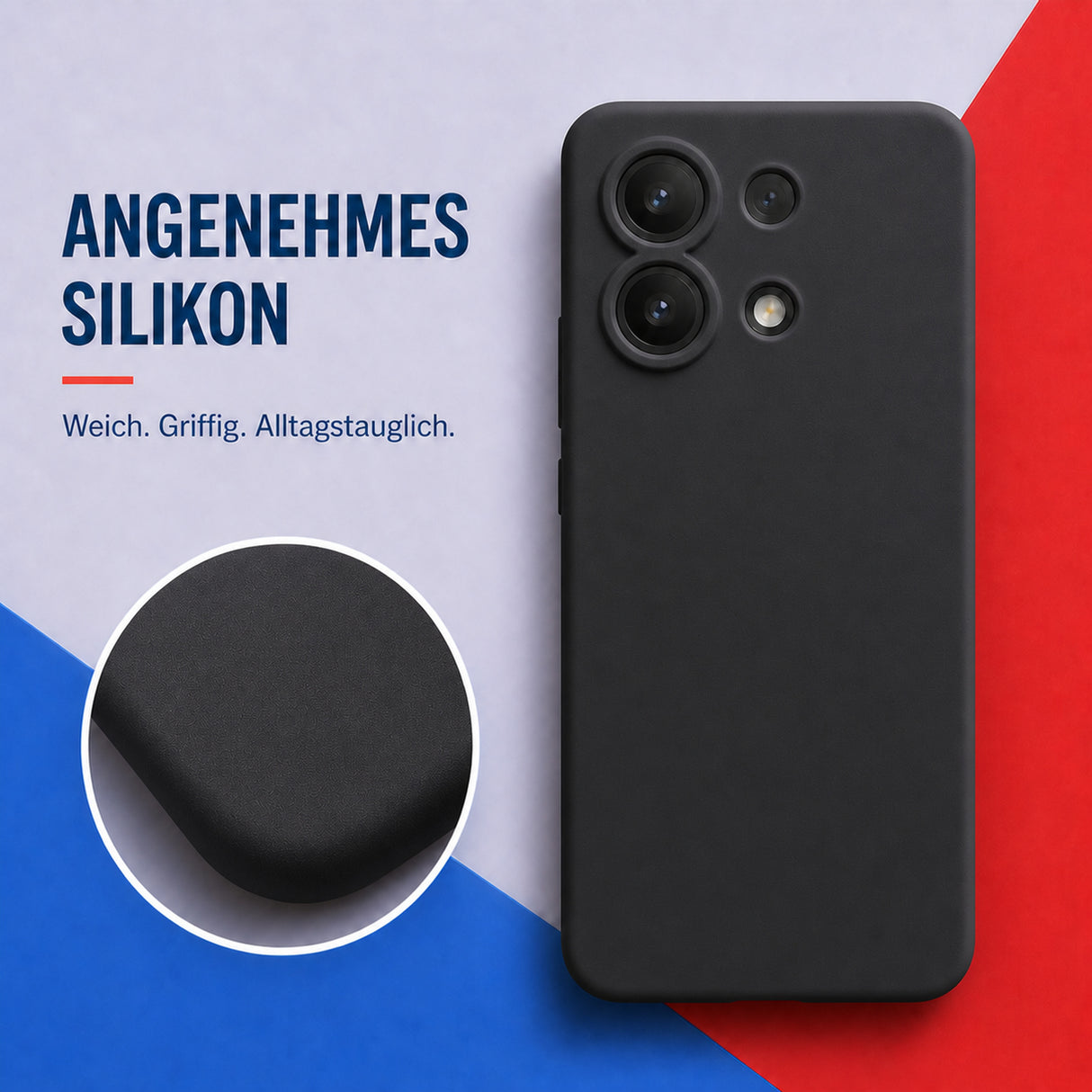 Xiaomi Redmi Note 13 4G Silicone Pro Silikon Hülle Schwarz – Detailansicht 1