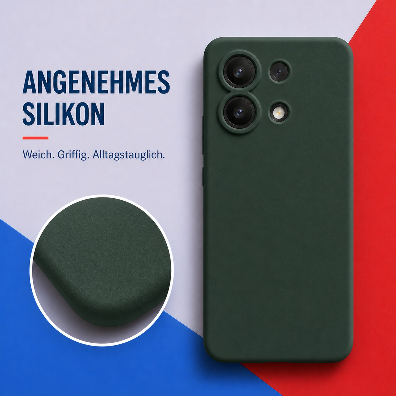 Xiaomi Redmi Note 13 4G Silicone Pro Silikon Hülle Tannengrün – Detailansicht 1