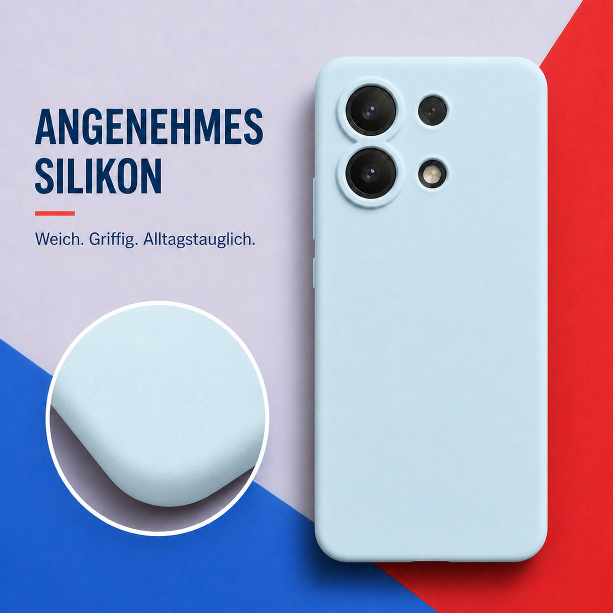 Xiaomi Redmi Note 13 4G Silicone Pro Silikon Hülle Wolkenblau – Detailansicht 1