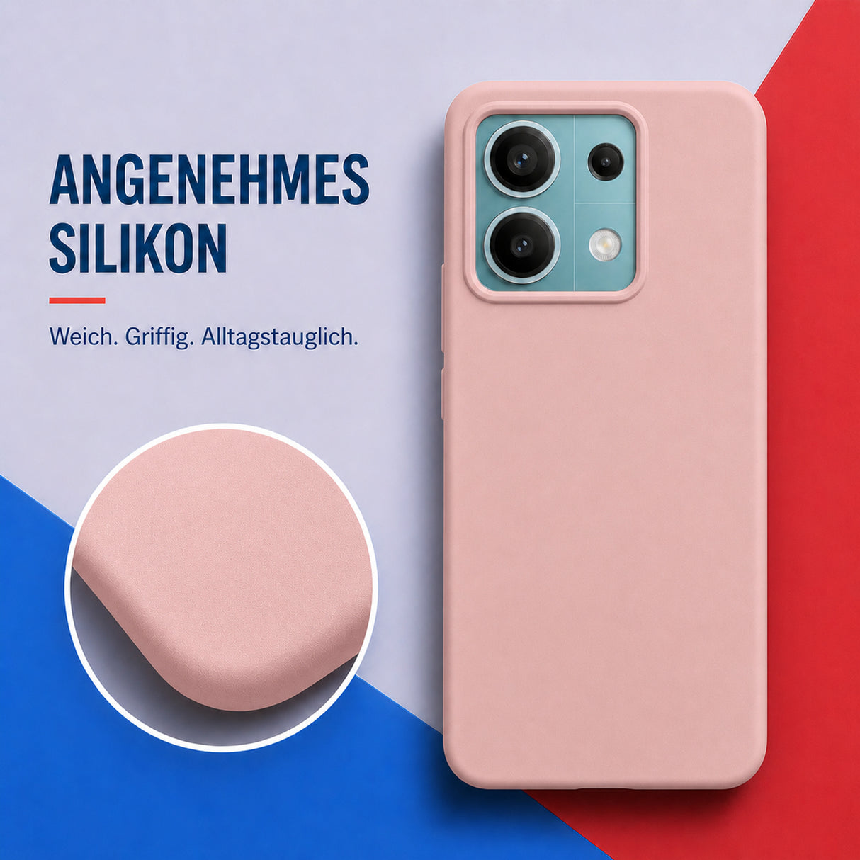Xiaomi Redmi Note 13 5G Silicone Pro Silikon Hülle Altrosa – Detailansicht 1