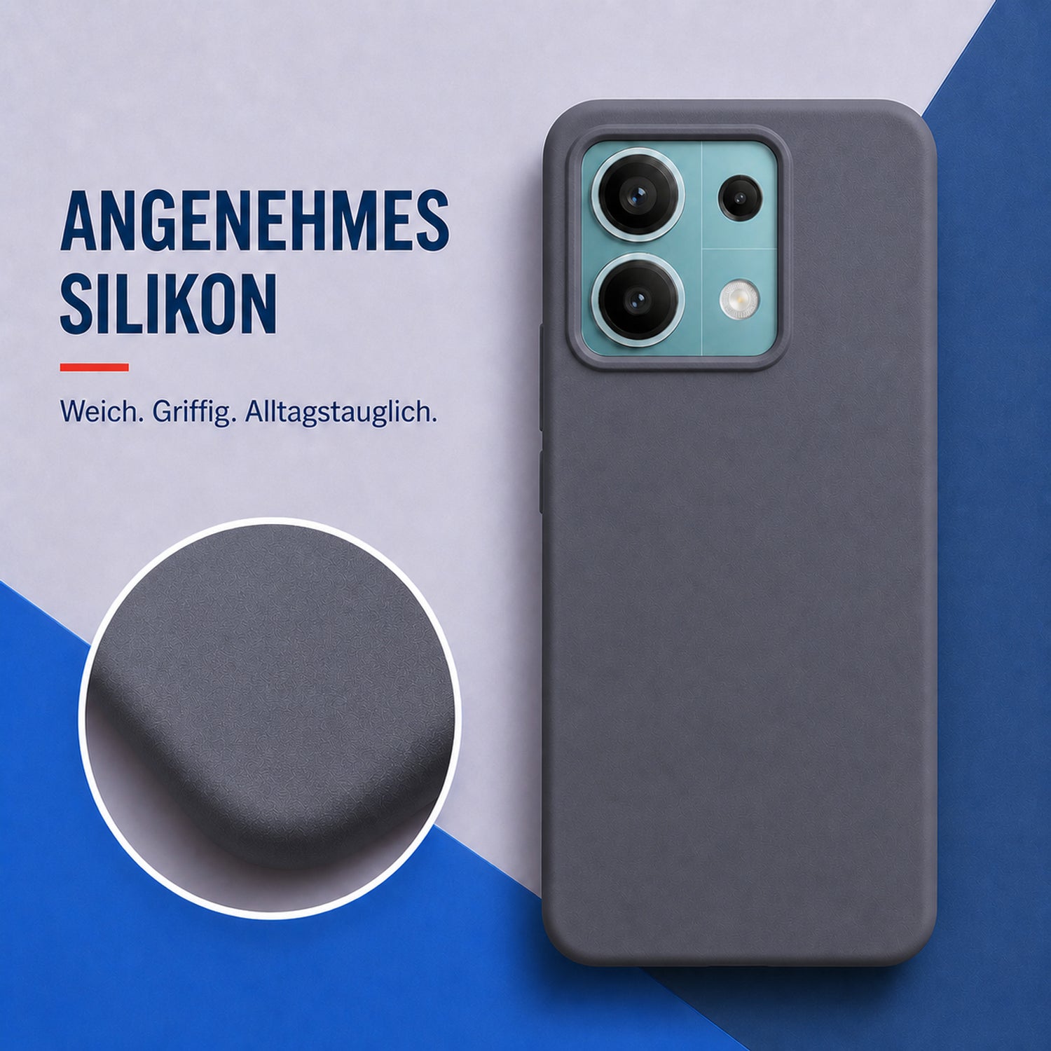 Xiaomi Redmi Note 13 5G Silicone Pro Silikon Hülle Anthrazit – Detailansicht 1