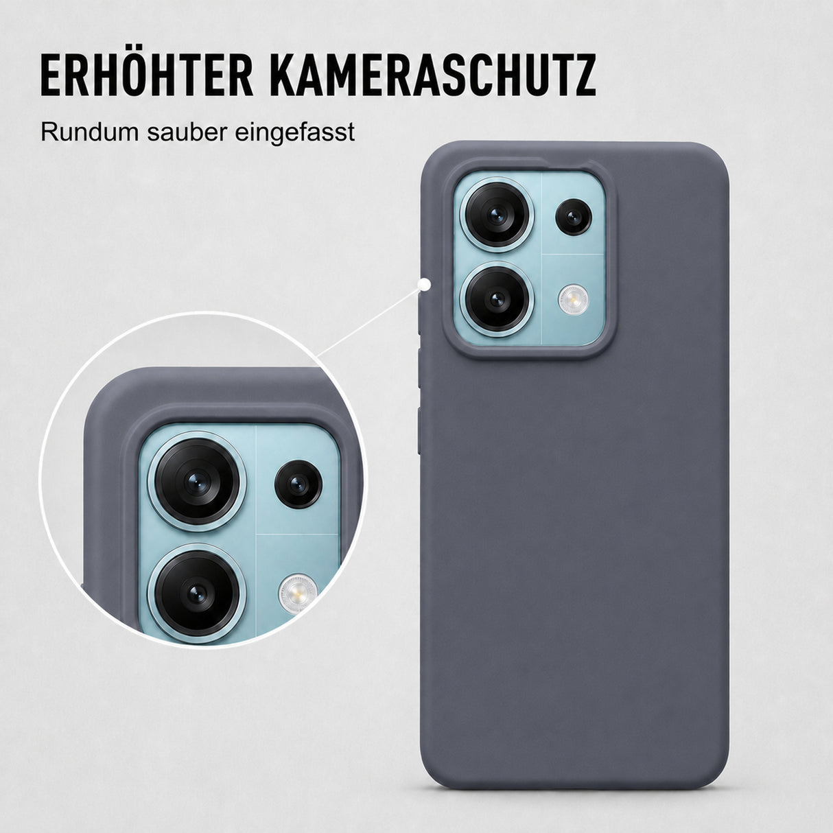 Xiaomi Redmi Note 13 5G Silicone Pro Silikon Hülle Anthrazit – Detailansicht 2