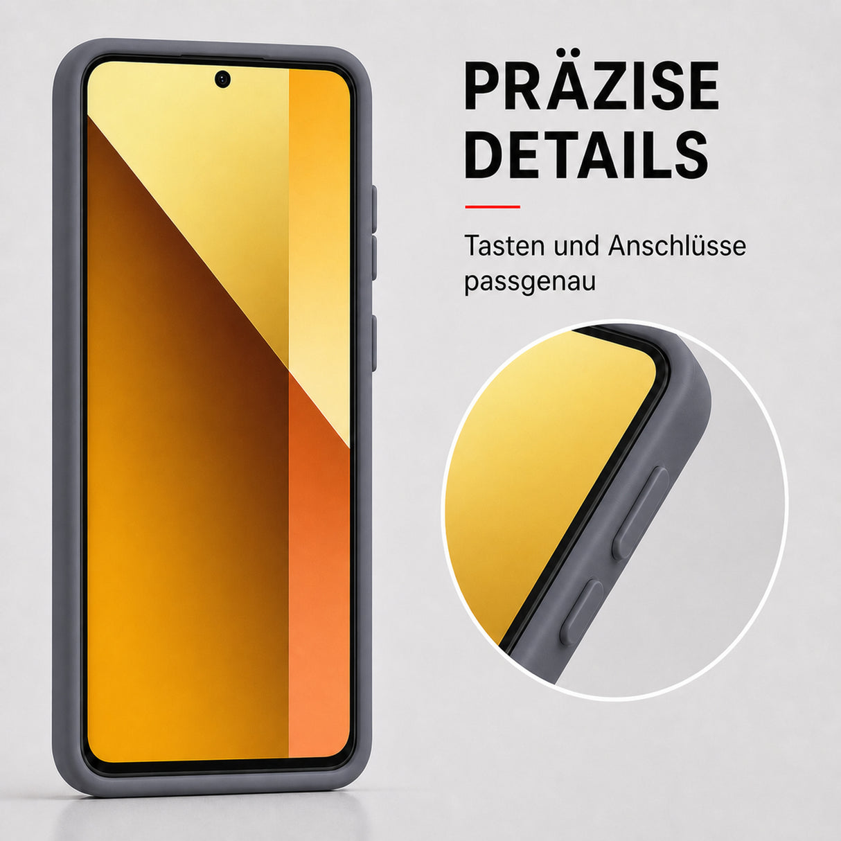 Xiaomi Redmi Note 13 5G Silicone Pro Silikon Hülle Anthrazit – Detailansicht 3