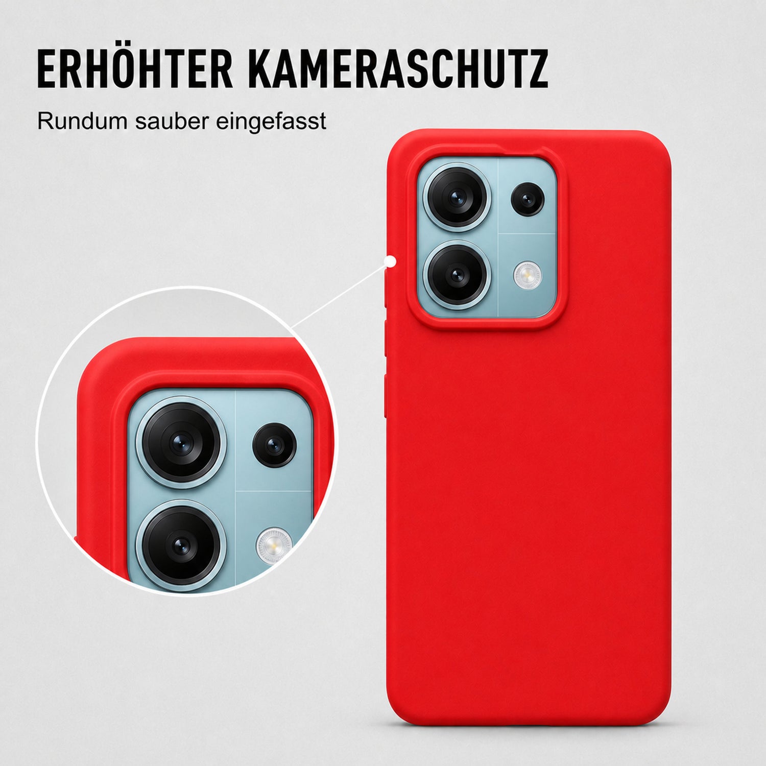 Xiaomi Redmi Note 13 5G Silicone Pro Silikon Hülle Rot – Detailansicht 2