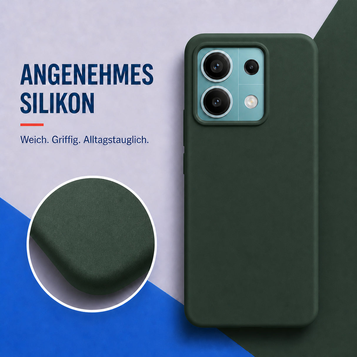 Xiaomi Redmi Note 13 5G Silicone Pro Silikon Hülle Tannengrün – Detailansicht 1
