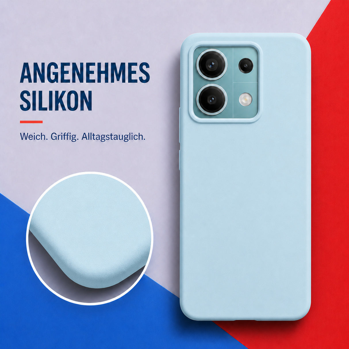 Xiaomi Redmi Note 13 5G Silicone Pro Silikon Hülle Wolkenblau – Detailansicht 1