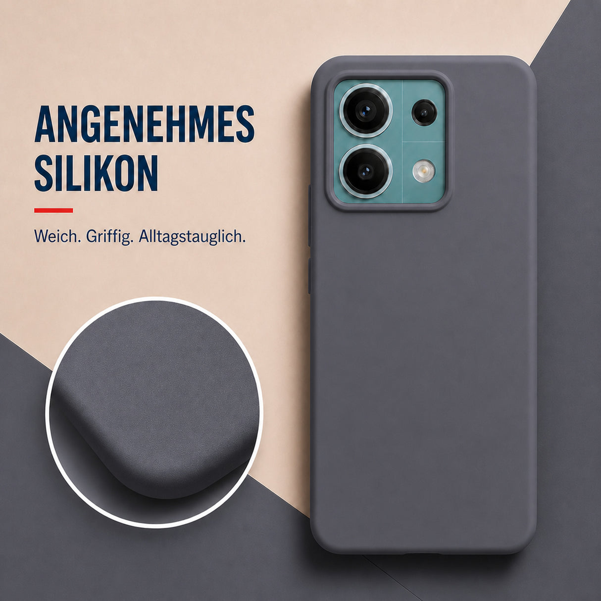 Xiaomi Redmi Note 13 Pro 5G Silicone Pro Silikon Hülle Anthrazit – Detailansicht 1